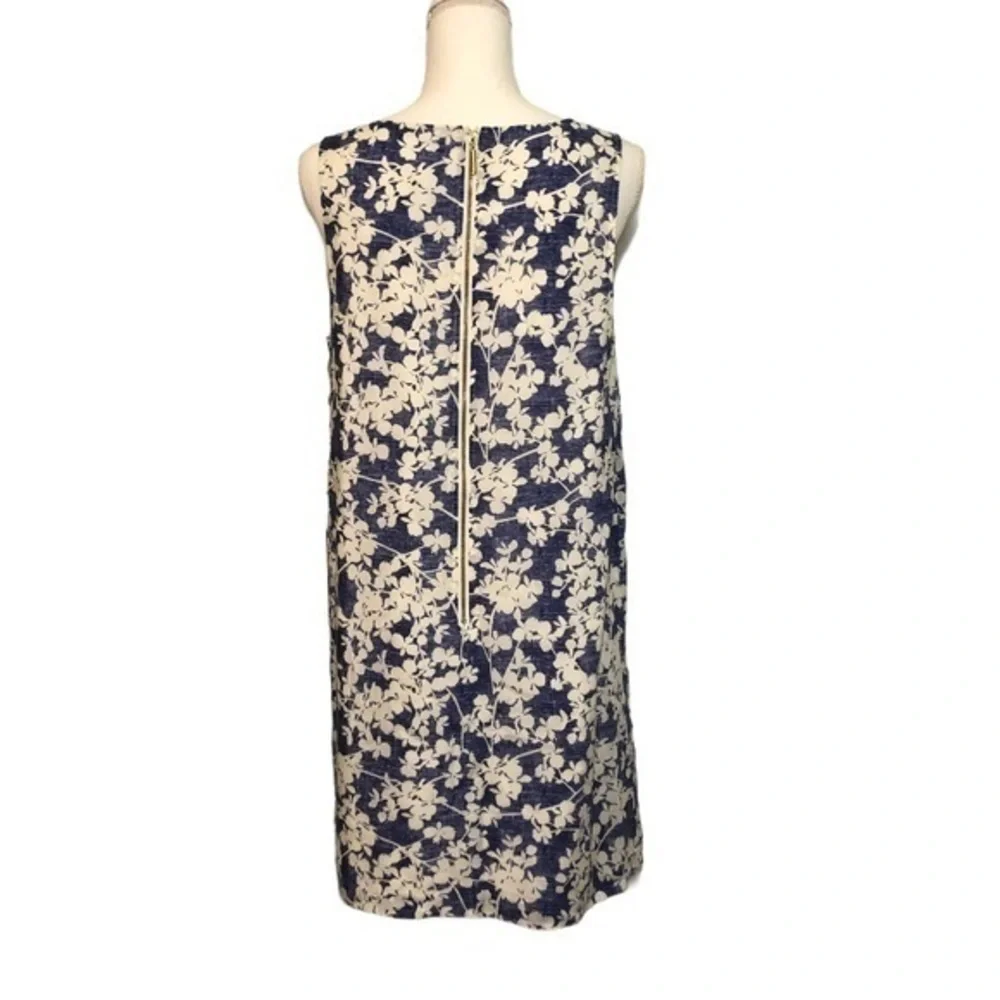 KENSIE Blue White Floral Tassel Fringe Shift Dress